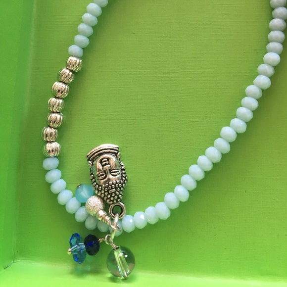 SOLD Teal and Sky Blue stretch bracelets - Picture 4 of 4