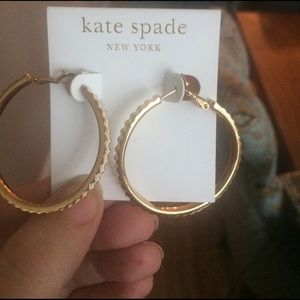 Kate Spade white and gold hoop earrings