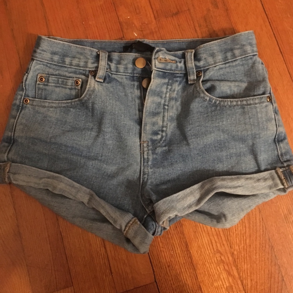 High waisted teen denim shorts
