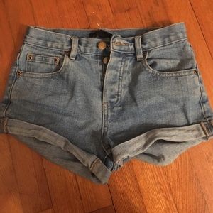 High waisted teen denim shorts