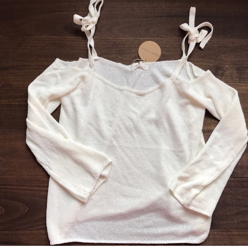 NEW Cold Shoulder Tie Long Sleeve Knit - Picture 6 of 6