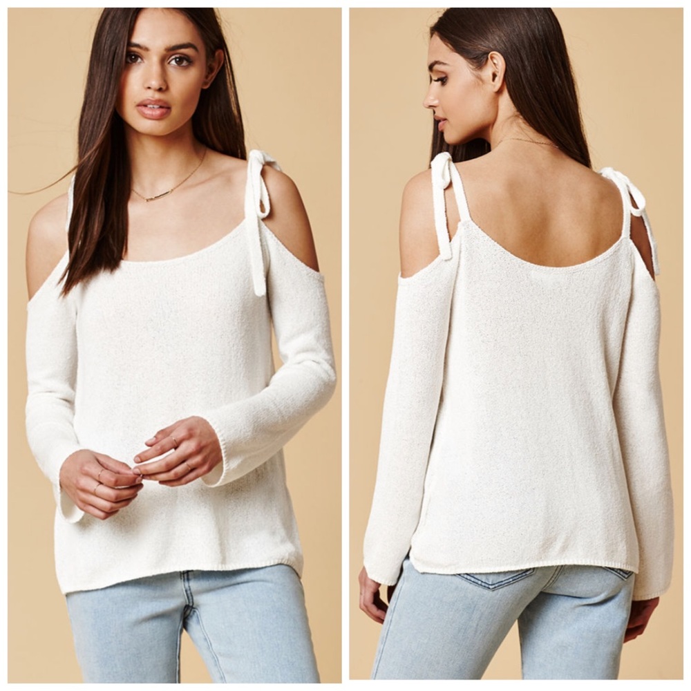 NEW Cold Shoulder Tie Long Sleeve Knit - Picture 2 of 6