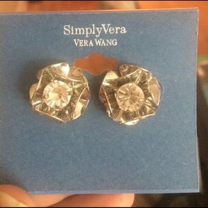 Vera Wang Silver and Crystal Flower studs