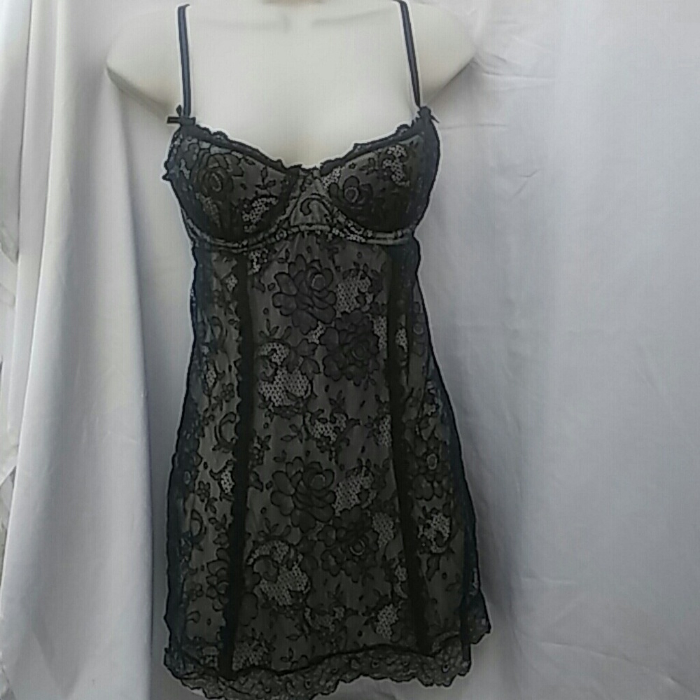 Victoria's Secret Nightie Lingerie 36C Black lace