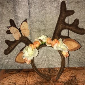 Deer Antler Headband with Flowers