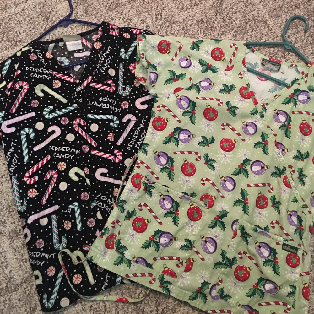 Christmas scrub tops