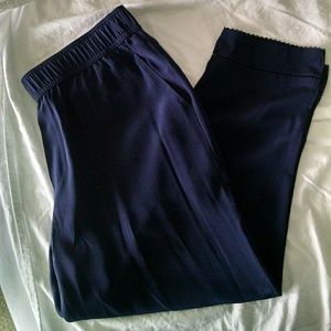 Club Monaco Navy Silk Cropped Pants