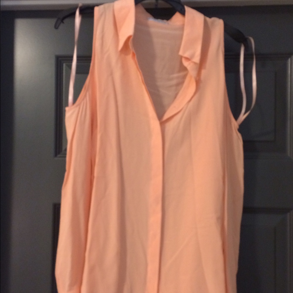 Coral Open-Shoulder Equipment Blouse- Small