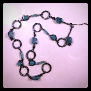 Long Lia Sophia blue and black necklace
