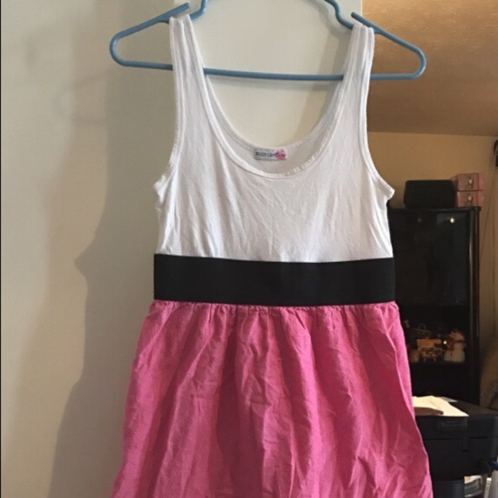 women's white, black and pink tank dress