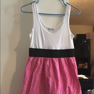 women's white, black and pink tank dress