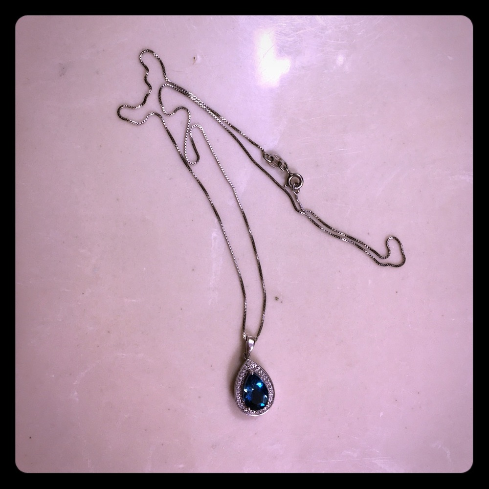 NWOT Blue and white zirconia necklace
