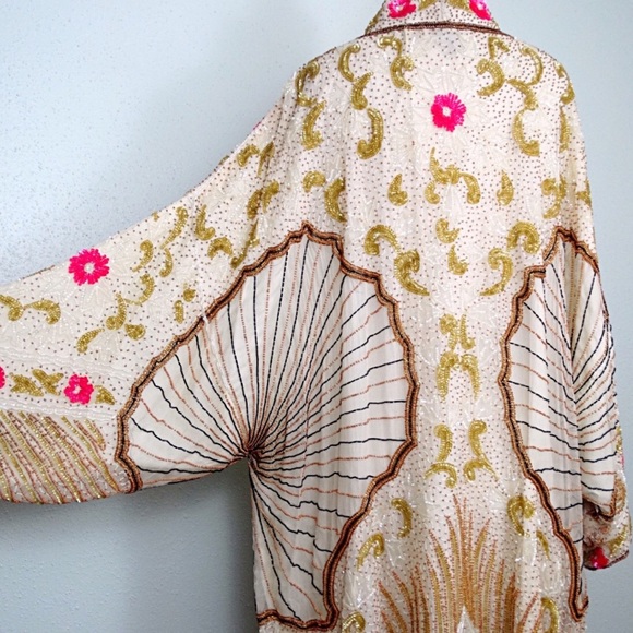 Vintage Beaded Sequined Kimono Jacket - Picture 4 of 7