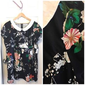 ModCloth Record Time Floral Dress in Navy Bloom