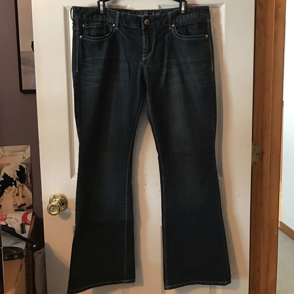 Express Dark Wash Boot Cut Low Rise Jeans
