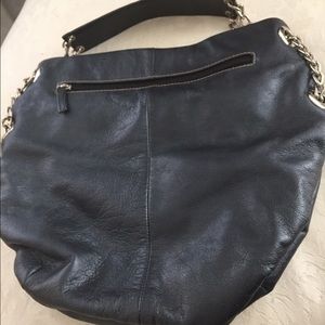 Michael Romes Metallic black leather shoulder bag