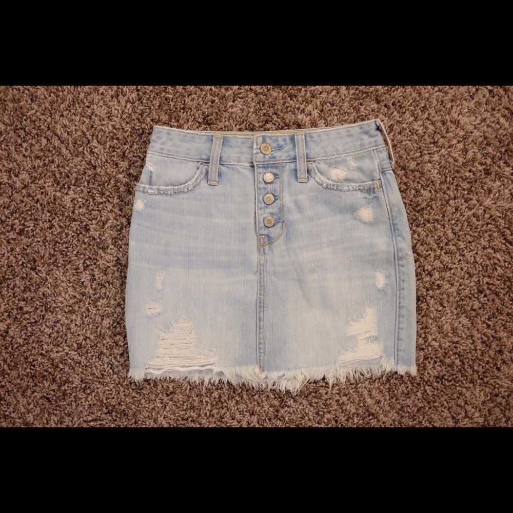 Hollister button fly low-rise denim mini skirt
