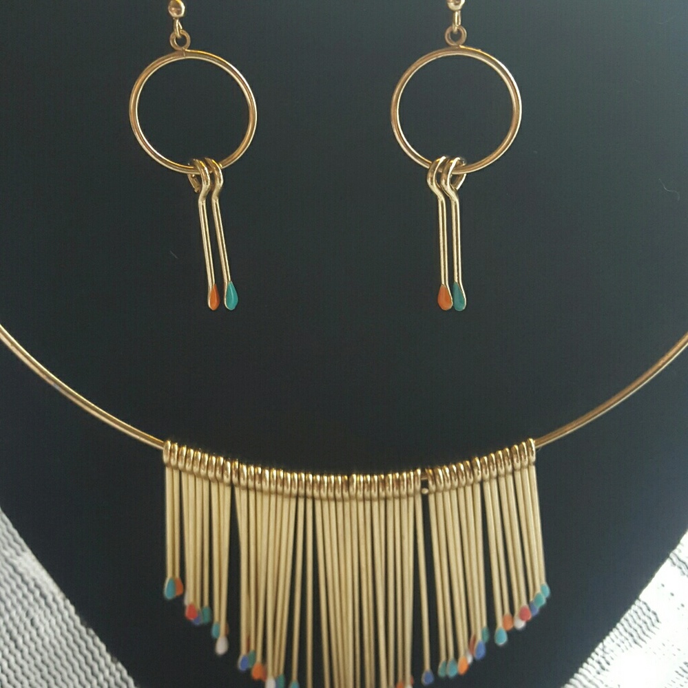 Wire Bar Choker & Earring Set