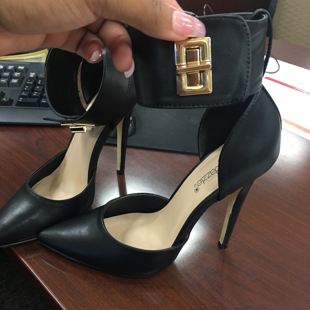 Black ankle strap heels