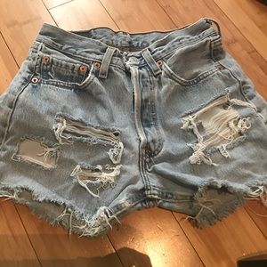 Vintage distressed levi high waisted shorts