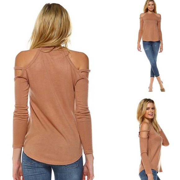 Dusty Rose Cold Shoulder Top - Picture 1 of 1