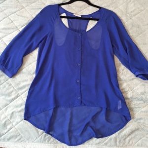 LUSH 3/4 Sleeve Top w/ Back Cut-outs