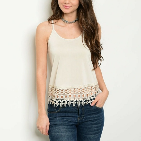 Sale! Cream crochet lace tank top - Picture 3 of 8