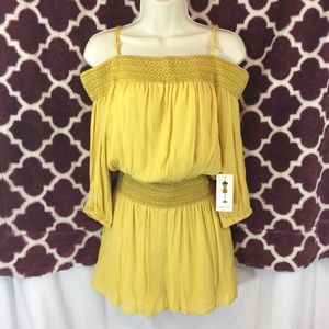 Golden Flowy Romper Set