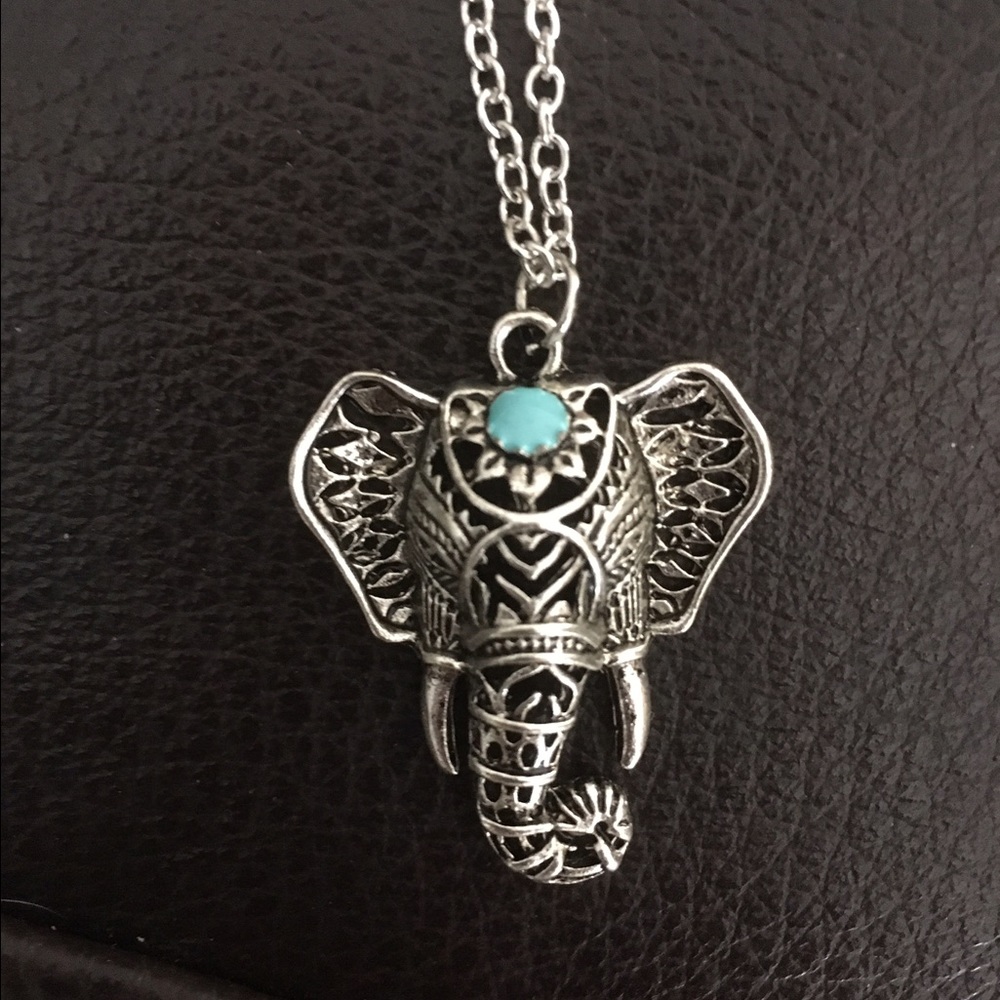Boho style elephant head necklace