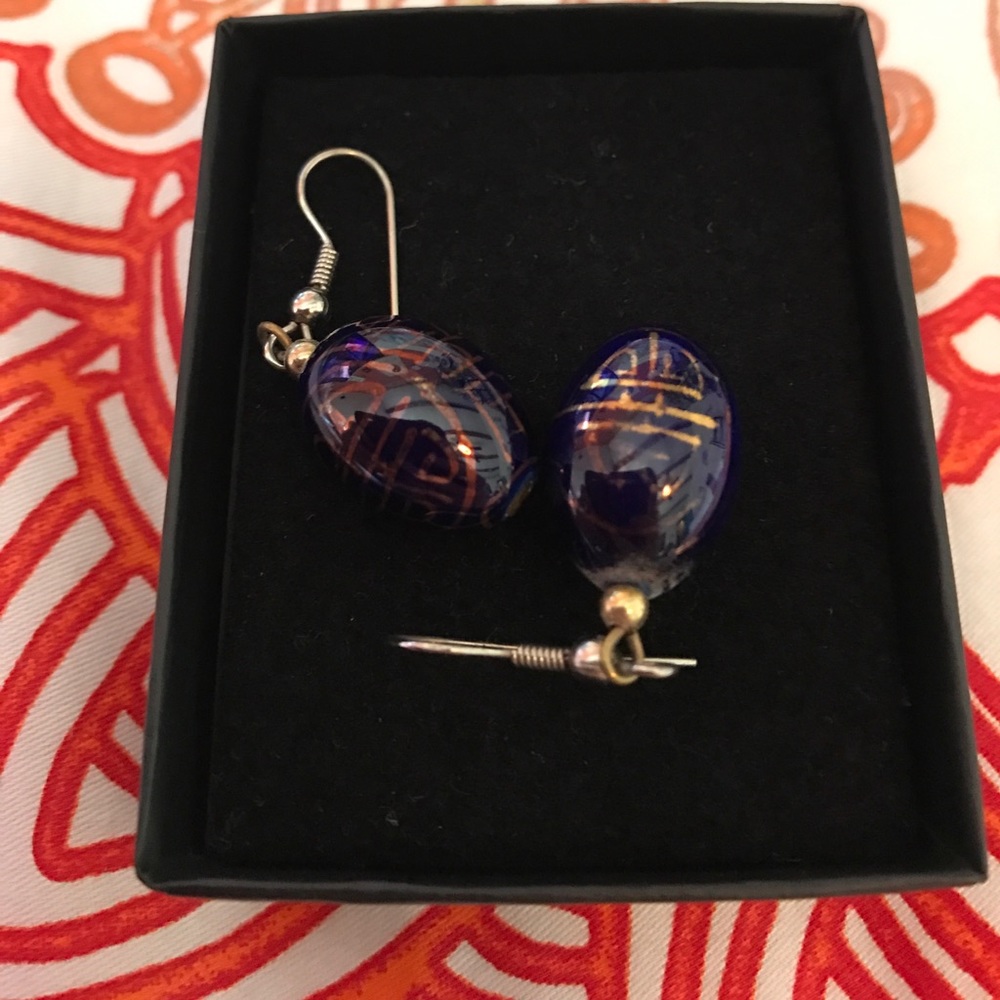 Blue egg shaped earrings