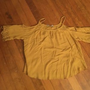 Yellow off the shoulder crop top