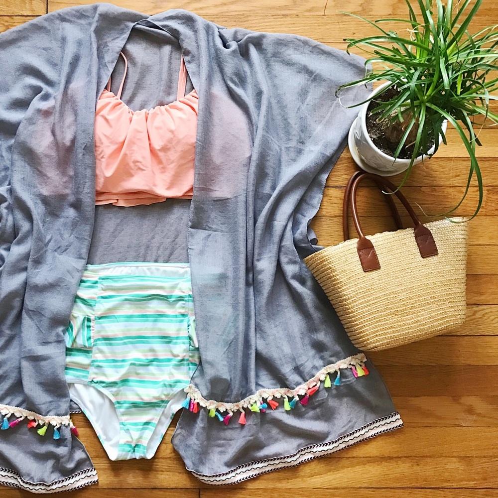 HP 3/28 ☀️ Tropical Tassel Kimono - Picture 1 of 6