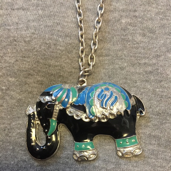 Jewelry - Black, Blue, & Green Elephant Pendant