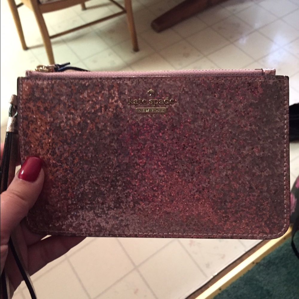 Kate spade sparkle pink slim bee wristlet
