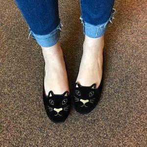 Velvet cat flats