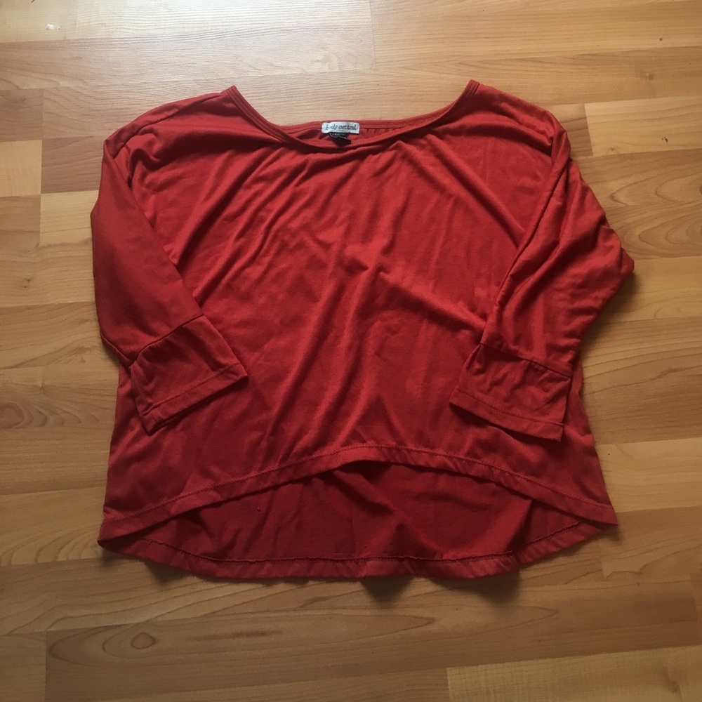 Orangish red crop top, quarter sleeve