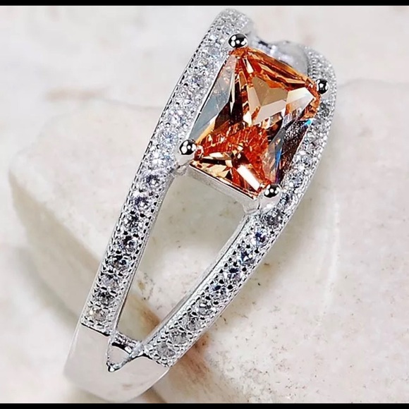 Padparadscha & white topaz genuine 925 - Picture 2 of 2