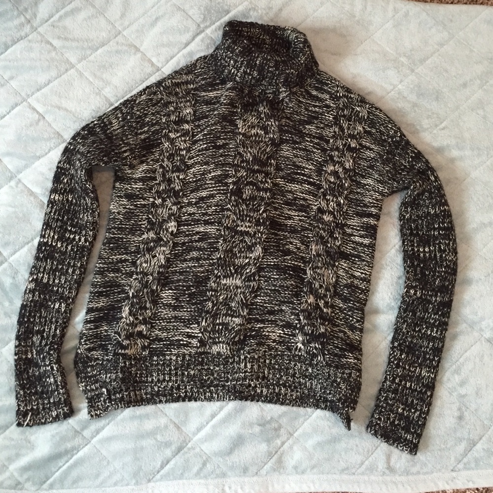 Black and White Turtleneck Sweater