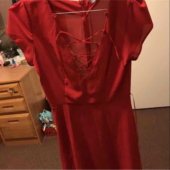 Red ASOS lace-up dress - Picture 3 of 4