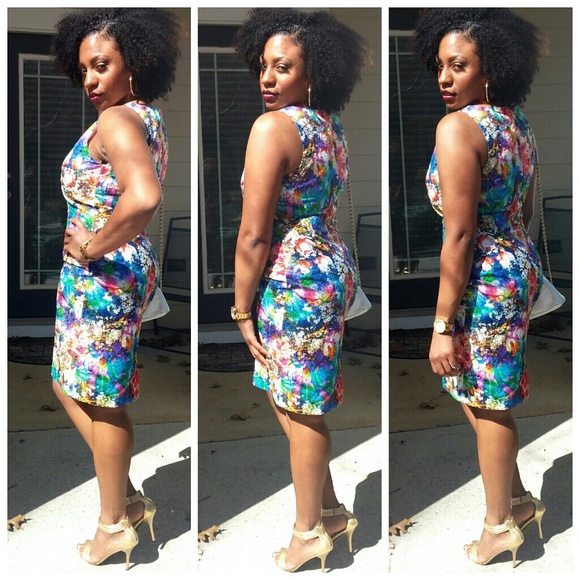 💎NWT °Chetta B Colorful Spring Floral Dress - Picture 5 of 6