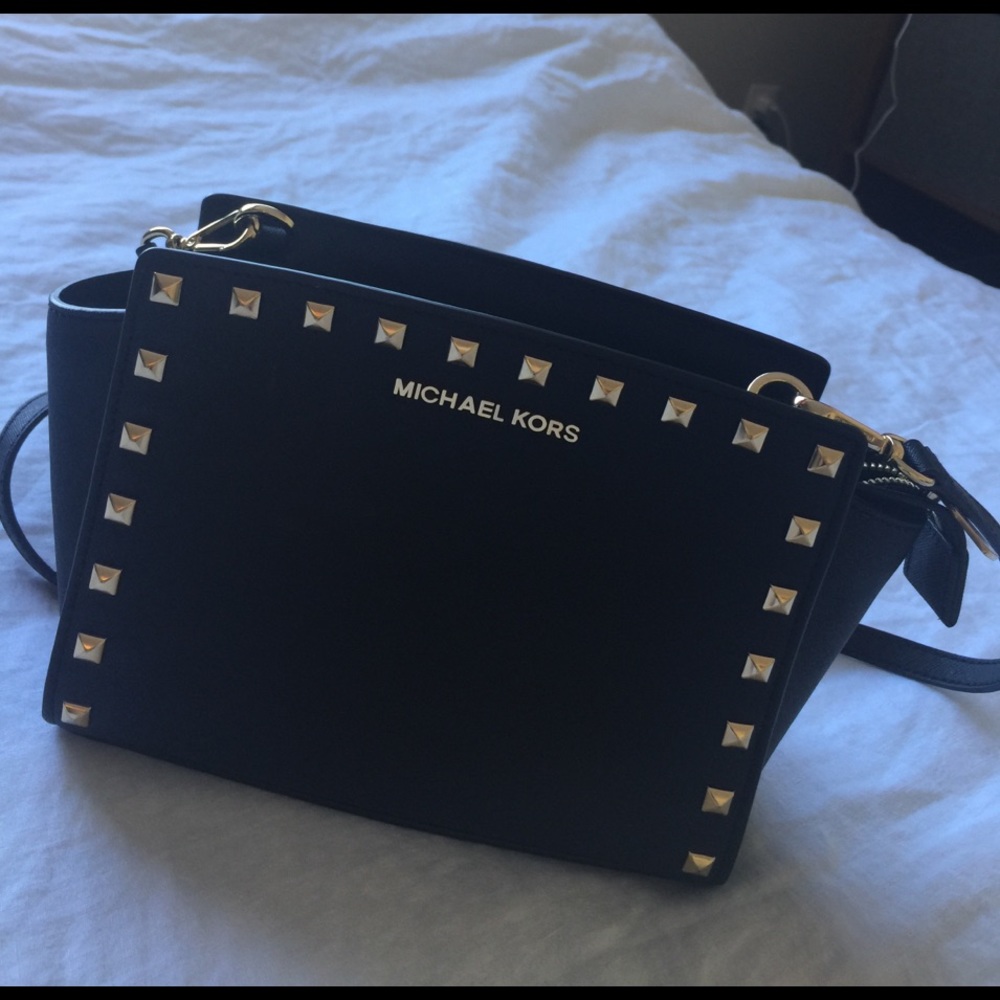 Michael Kors medium studded leather messenger