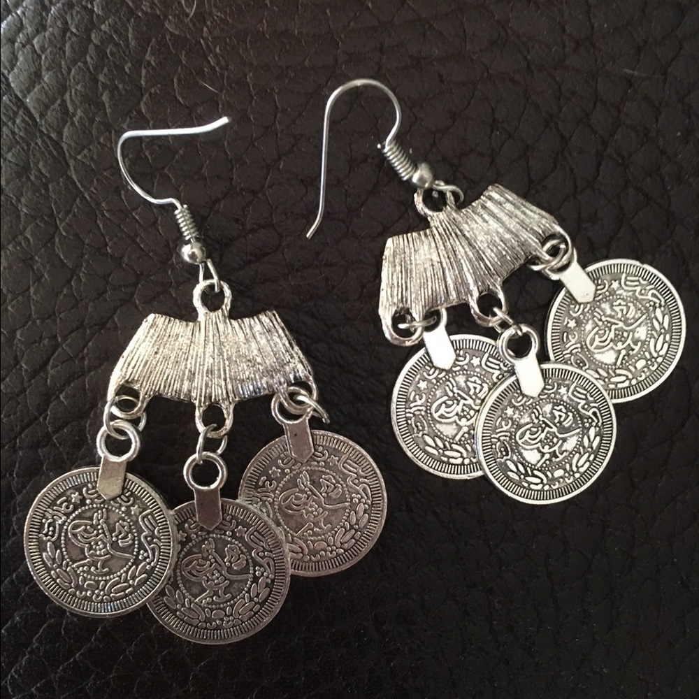 Silver coin earrings