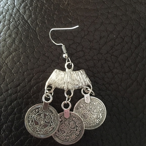 Silver coin earrings - Picture 2 of 2