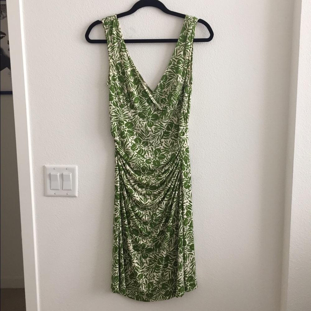 SALE: DVF green floral silk dress.