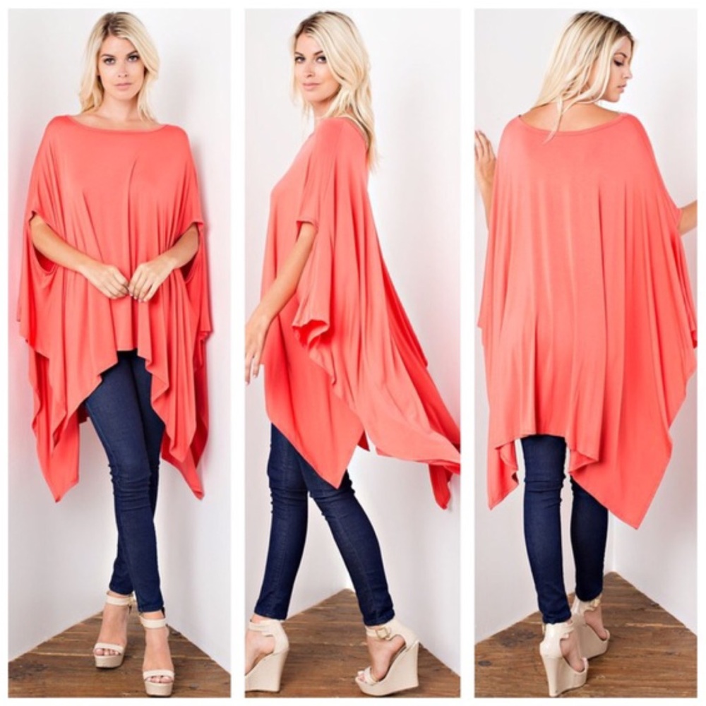JUST IN❤ Coral Tunic Poncho