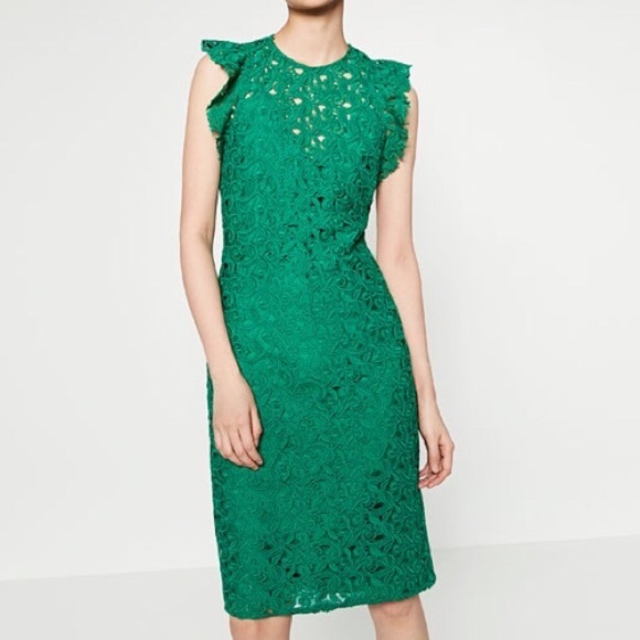 Zara Guipure Green Dress - Picture 1 of 4