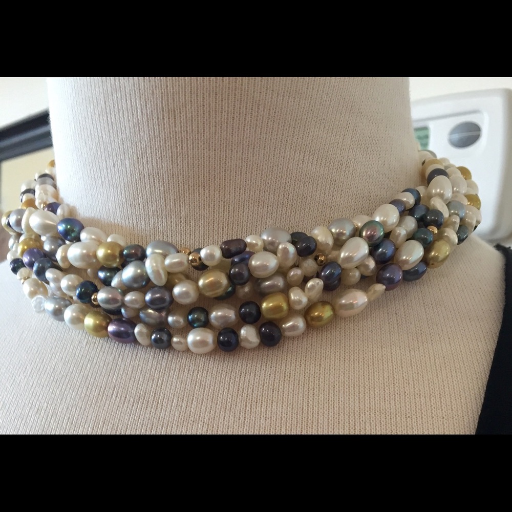 Genuine colored pearl choker CLEARANCE