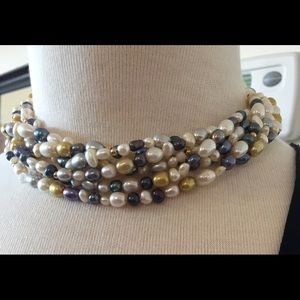 Genuine colored pearl choker CLEARANCE