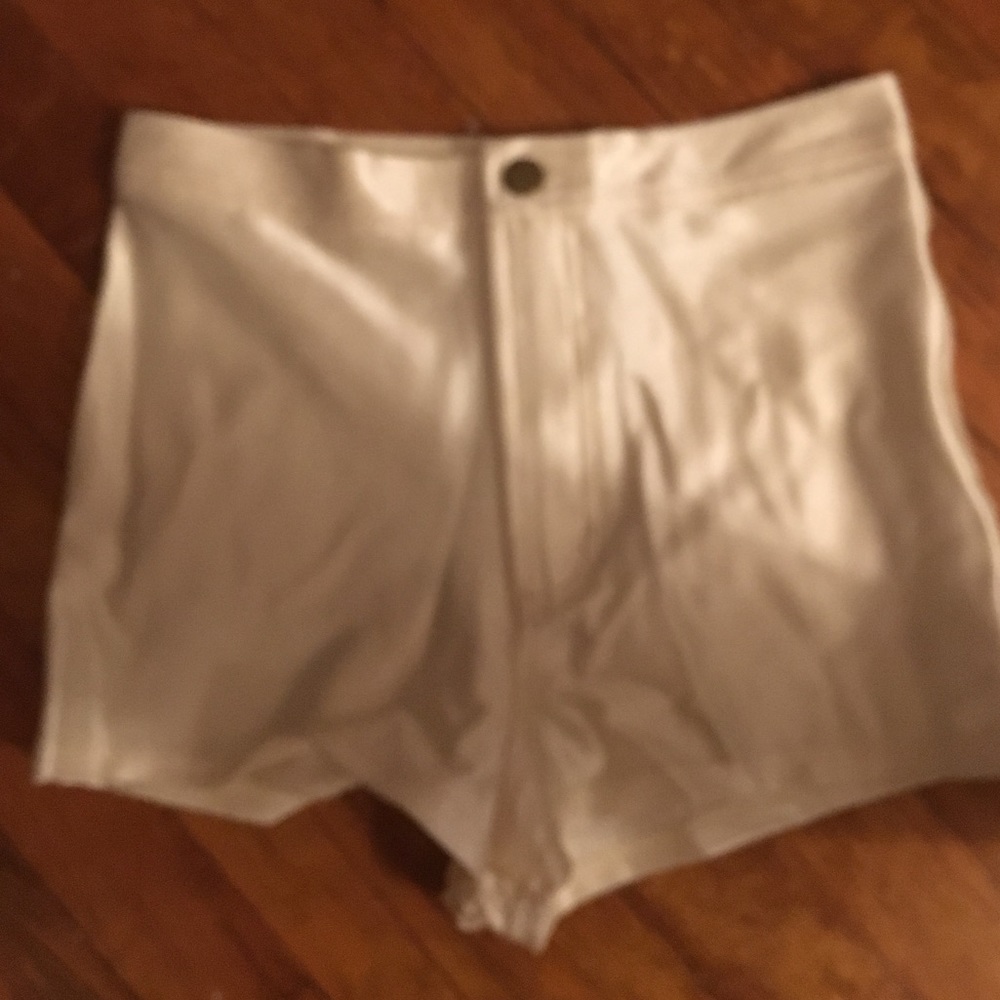 Opal/ white high waisted shorts
