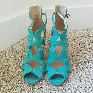 Zara teal cut out heels